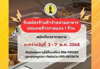 ประกาศรับสมัครร้านค้าจำหน่ายอาหารในโรงเรียน ประจำปี 2568